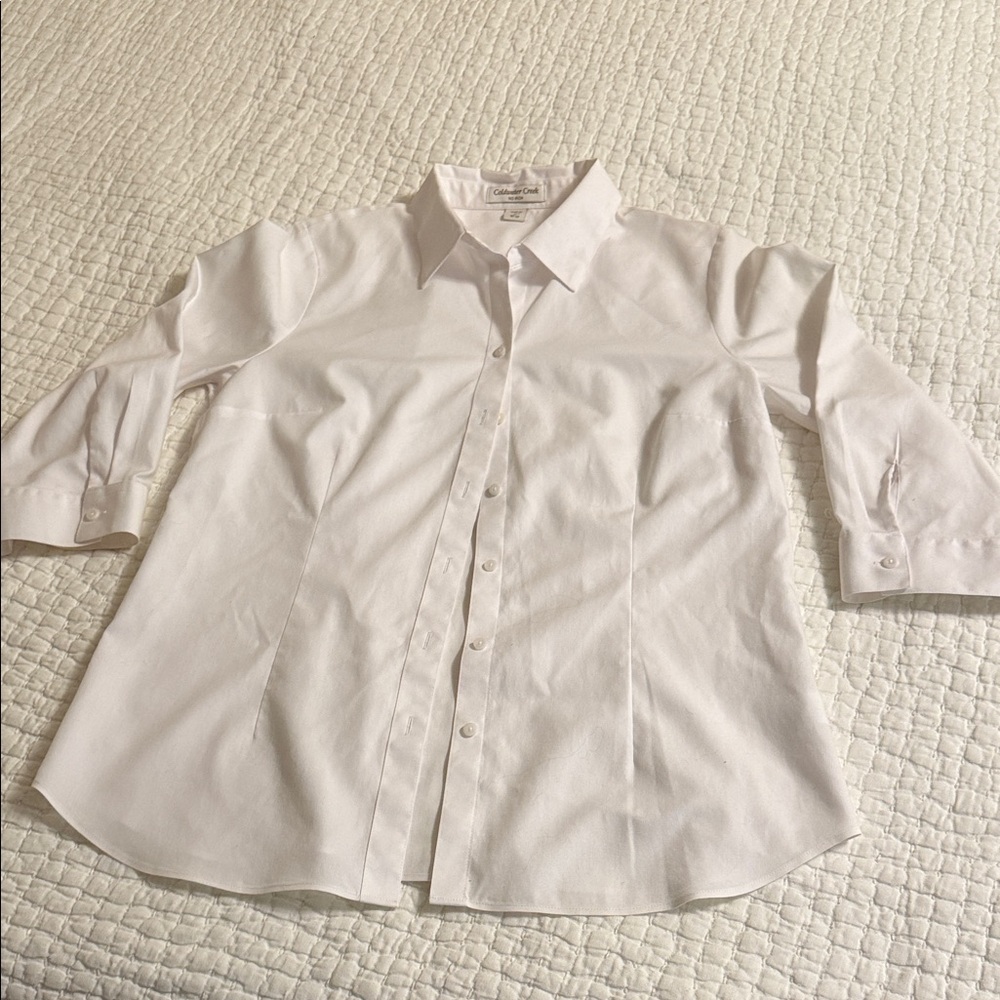 Coldwater Creek White Cotton Shirt - Women's Tailored Fit
